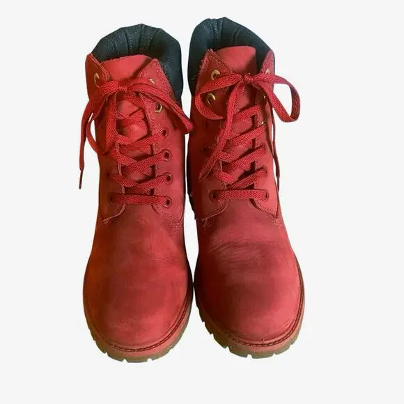 Timberland Red Water Proof Boots with Floral Embroidery **Runs Slightly Small** - Picture 8 of 8